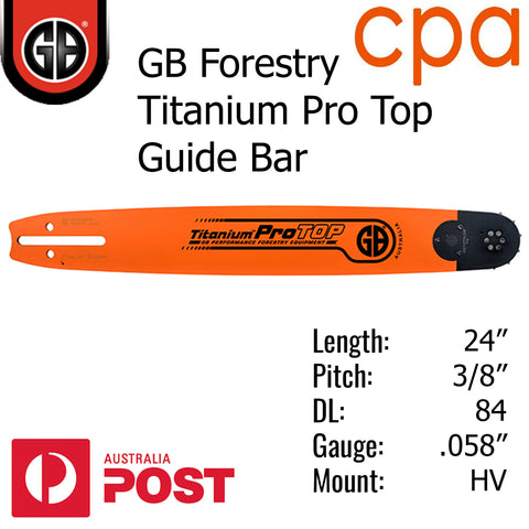 24" GB Titanium PRO TOP GUIDE BAR - 3/8" (.058") - HV24-58PA